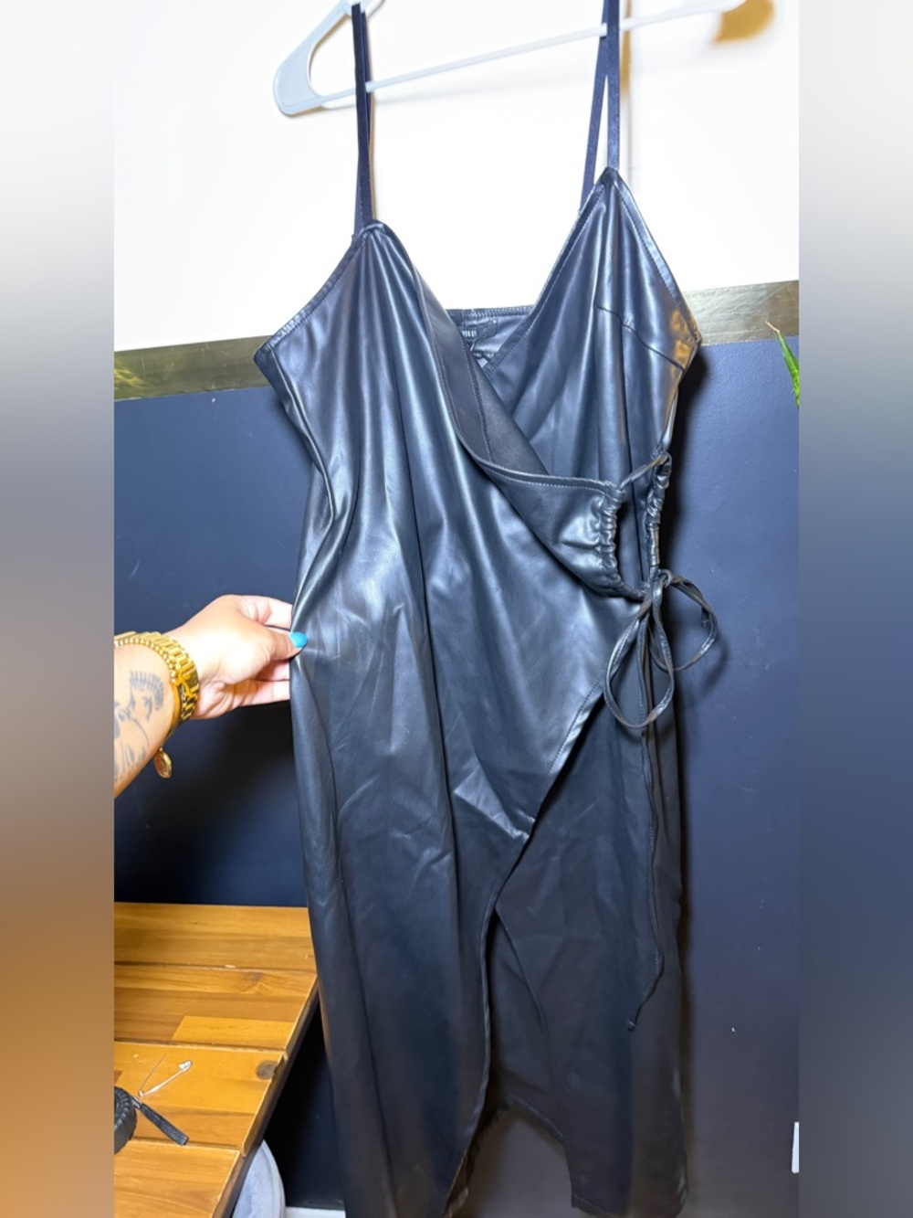 Forever 21 Black Faux Leather Wrap Dress